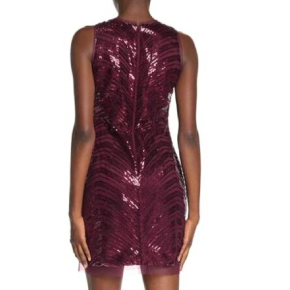 Vince Camuto Burgundy Sequin Cocktail Party Dress Size 8 Sleeveless Shift - Picture 6 of 11